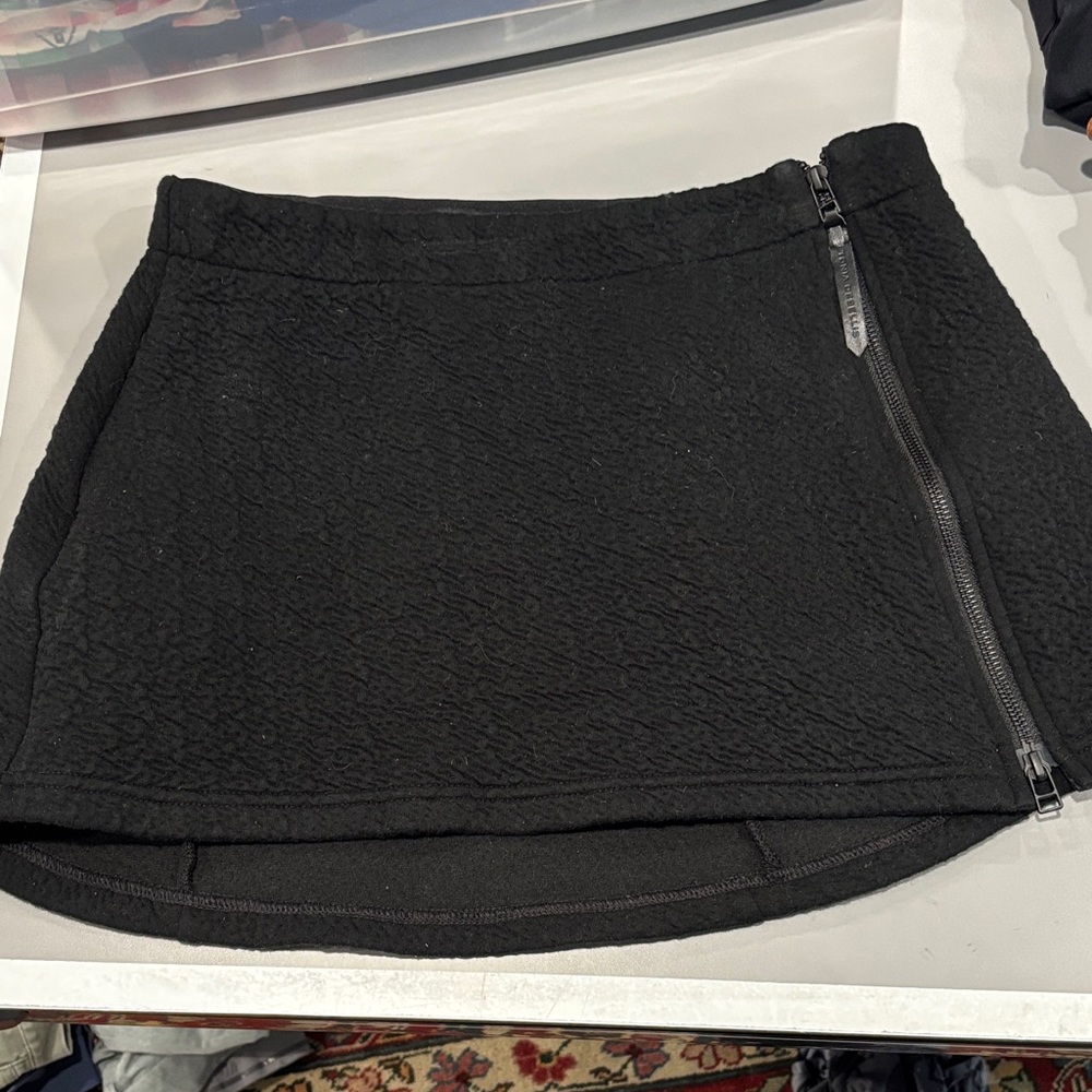 Tonia Debellis Black Textured Mini Skirt with Zipper